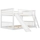 preview thumbnail 10 of 10, Full over Full Bunk Bed Wood Frame Guardrail Bed with Convertible Slide and Ladder, Compact Low Bunk Design