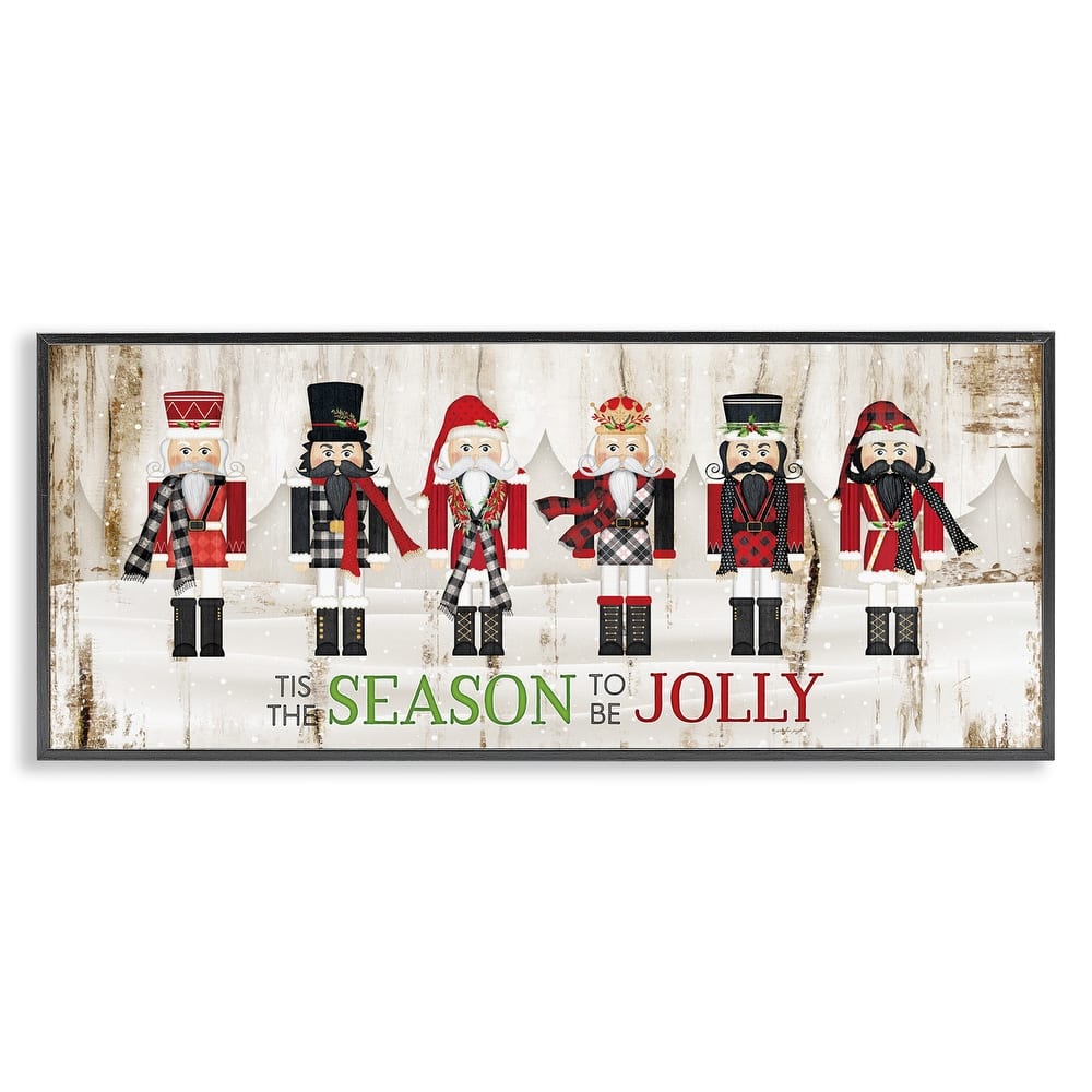 Stupell To Be Jolly Festive Phrase Winter Christmas Nutcrackers Framed Wall Art - Red