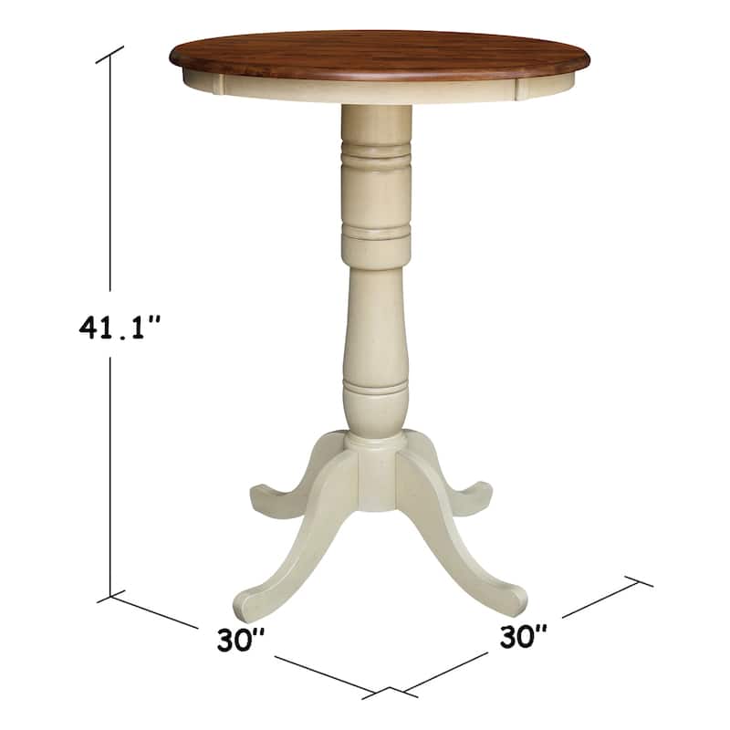Round Pedestal Dining Table - Solid Wood Table for Kitchen, Dining Room, Breakfast Nook - 30