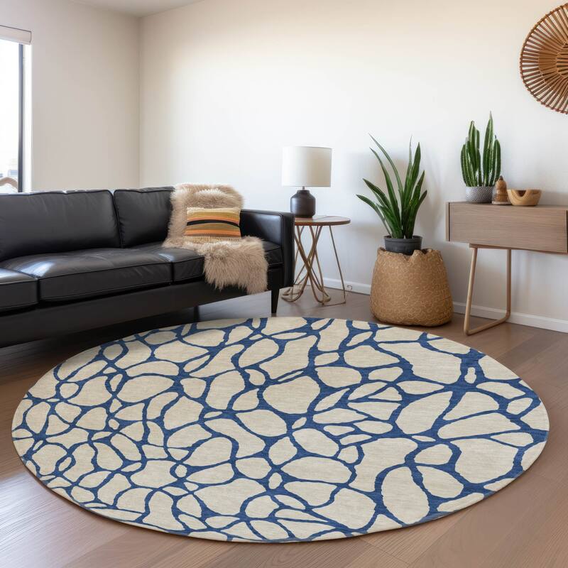 Premium Washable Super Soft Contemporary Macy Mayfield Rug - Beige - 8' x 8'