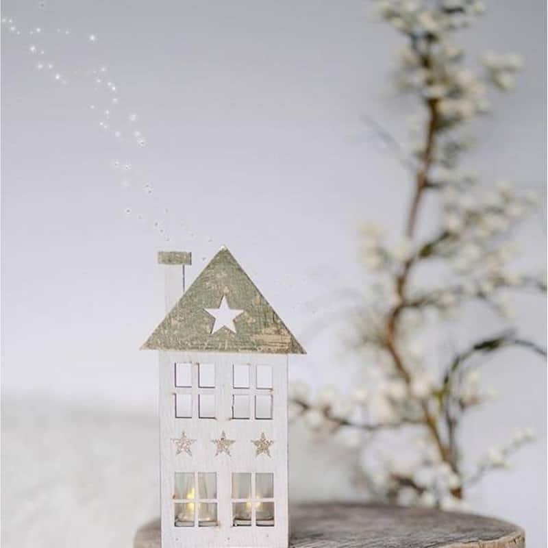Wooden House Tealight Candle Holder