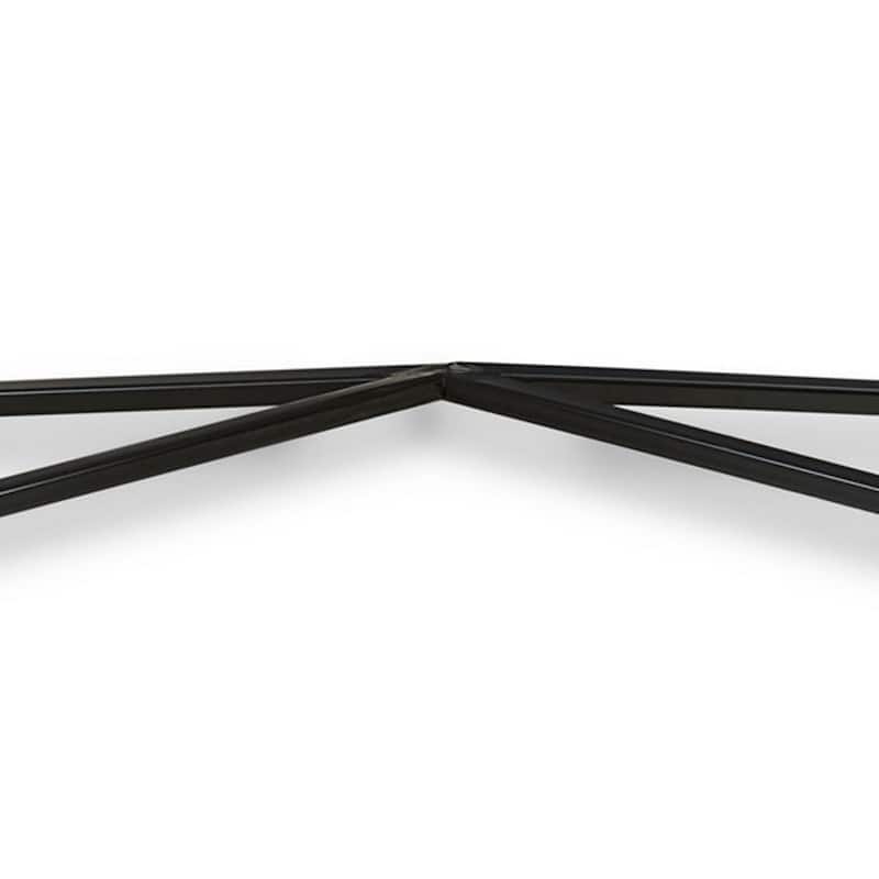 Agnew 48 Inch Coffee Table, White Marble Top, Tubular Black Steel Base