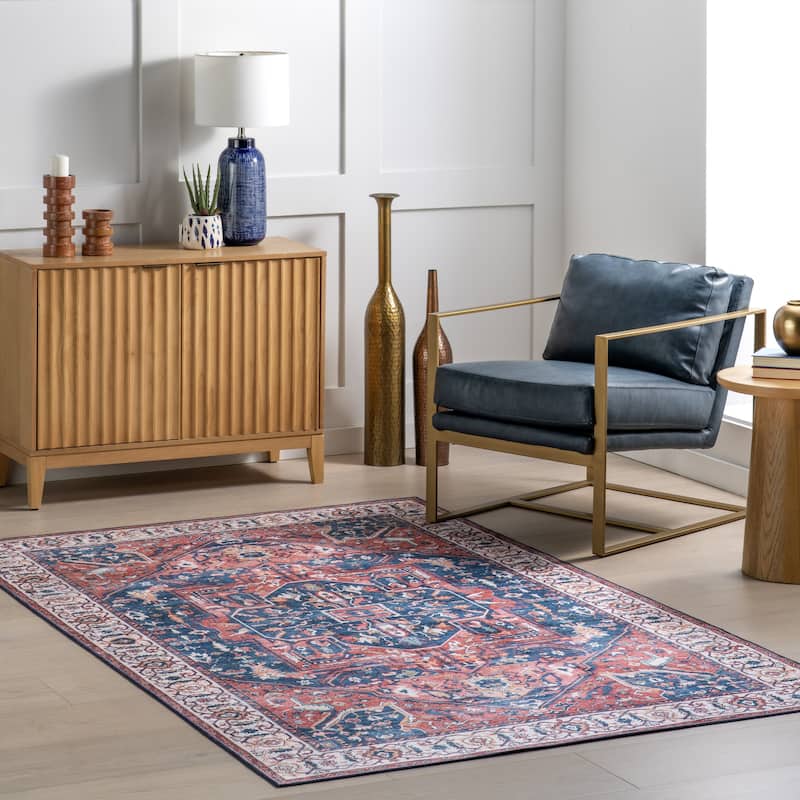 Nuloom Vita SplashGuard Vintage Medallion Machine Washable Area Rug