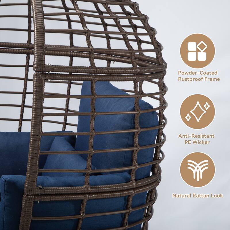 Cozywor Patio Indoor/Outdoor Egg Lounge Chair with Ottoman and Cushions