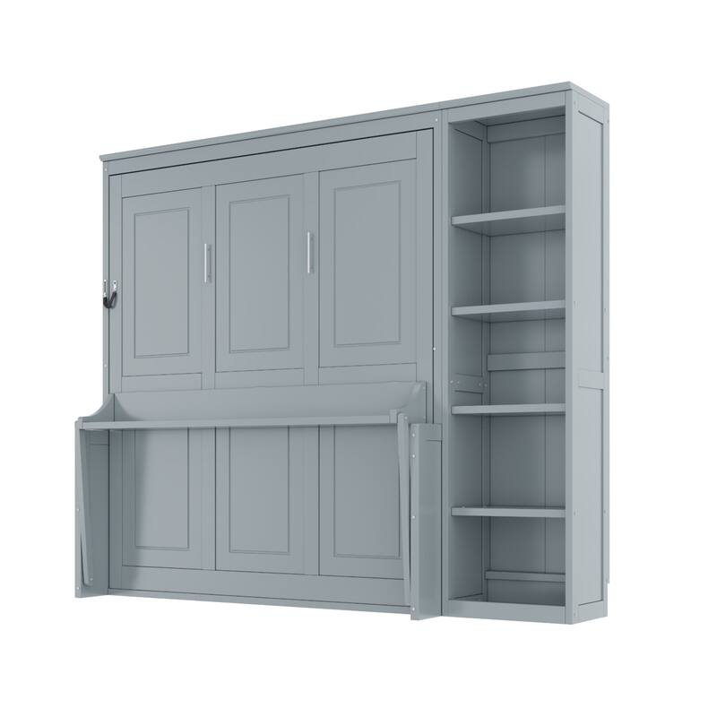 Space-Saving Murphy Bed with Integrated Desk and Bookshelves by Harper&Bright Designs