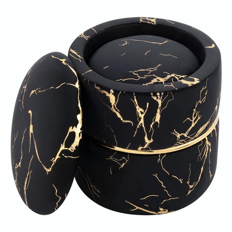 Plush Round Ottomans - Set of 2 with Removable Lids