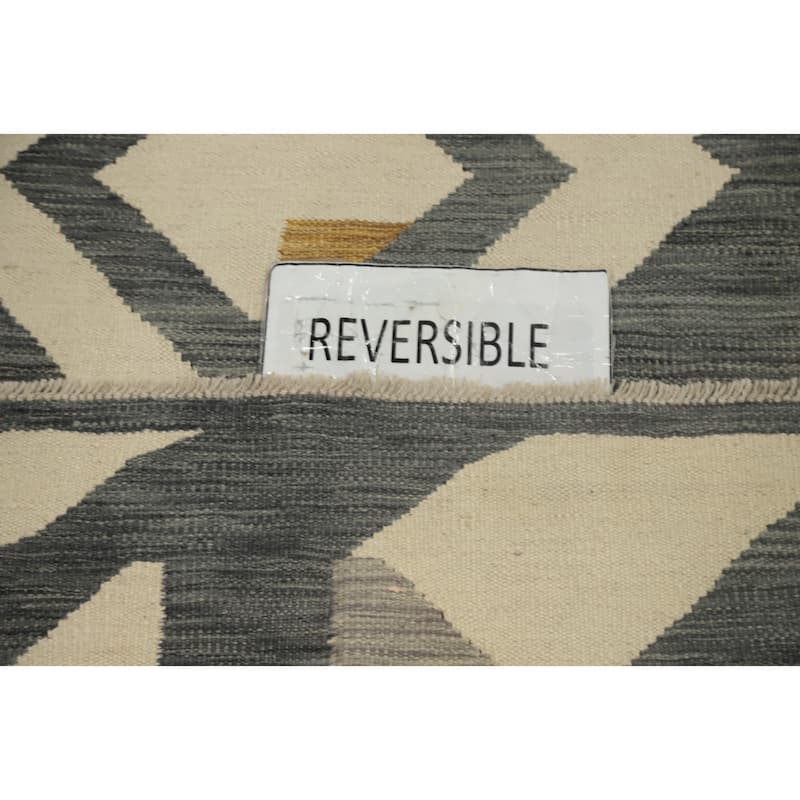 Hand Woven Oriental 100% Wool Carpet Southwestern Modern Beige & Ivories Kilim Runner Rug - 9' 9'' X 2' 8''