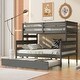 preview thumbnail 2 of 18, Wood Twin over Full Bunk Bed with Twin Trundle, Guard Rails, and Sturdy Pine Frame for Bedroom, Grey