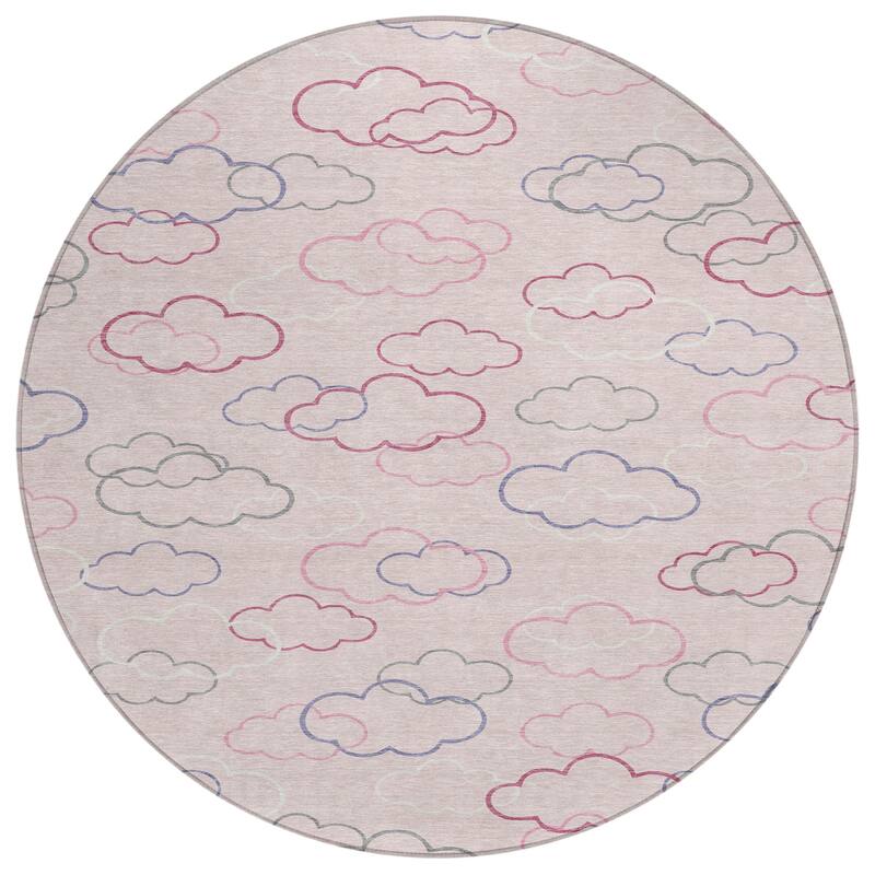 Machine Washable Indoor/ Outdoor Modern Clouds Chantille Rug