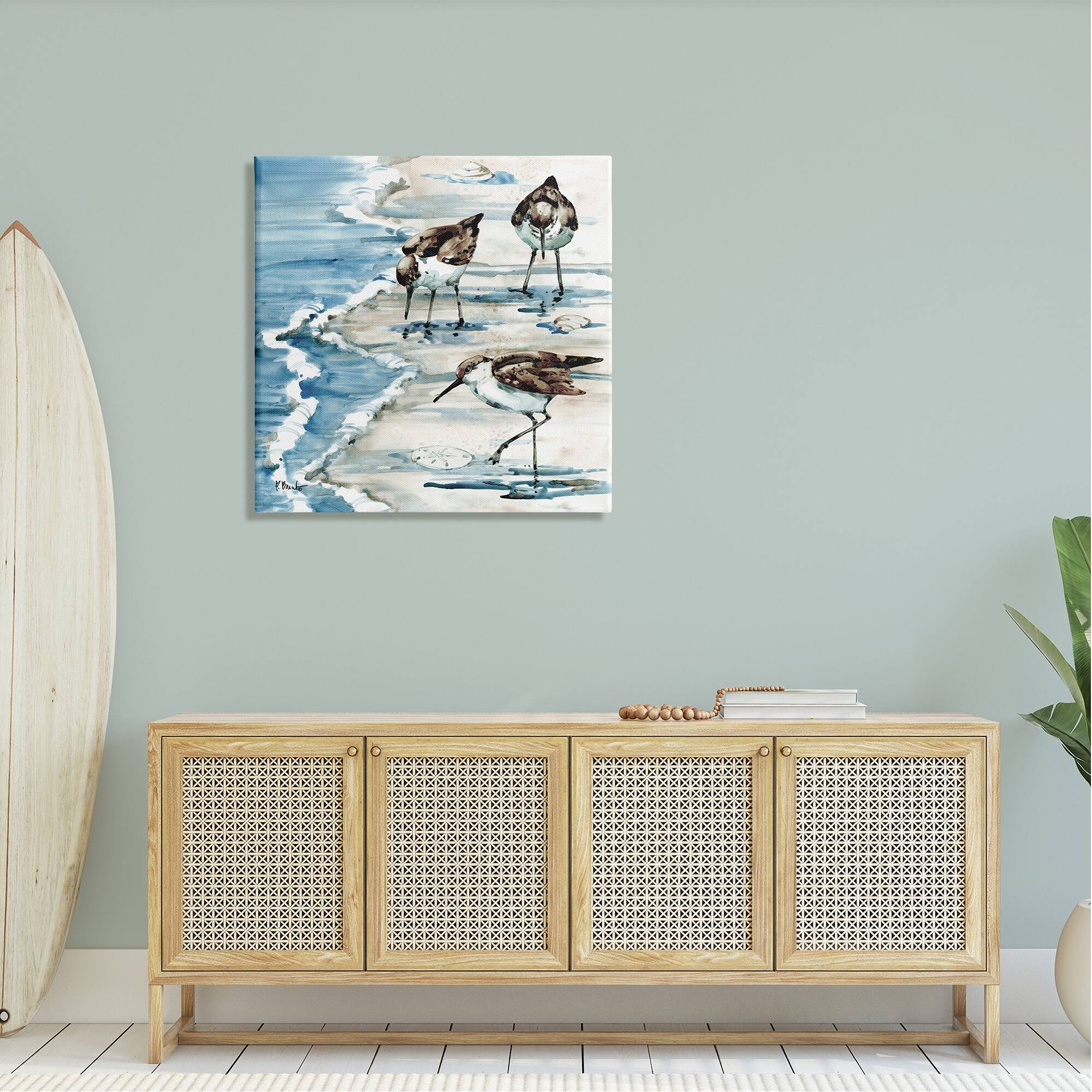Stupell Rockhampton Sandpipers Beach Grazing Stretched Canvas Wall Art, Design by Paul Brent