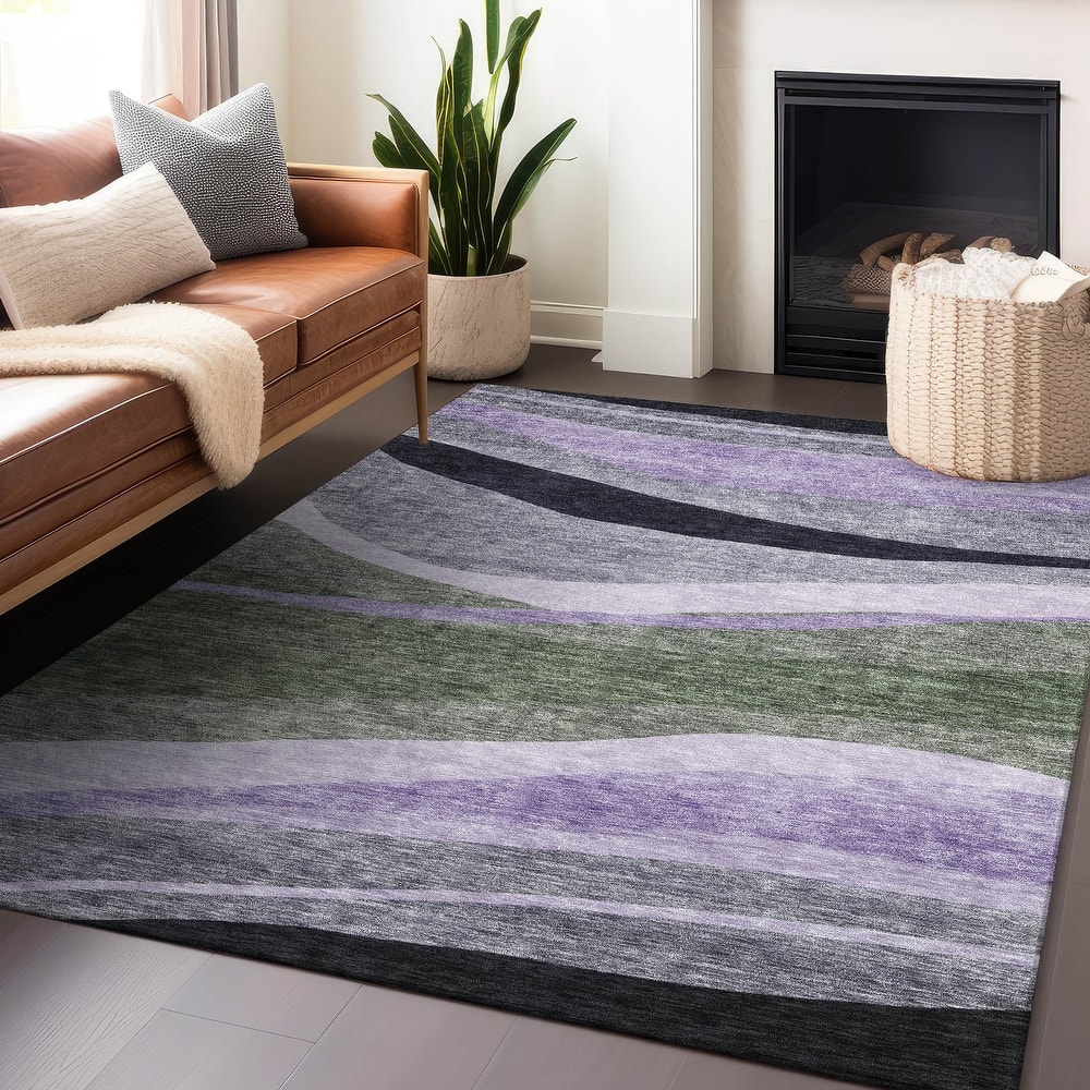 Machine Washable Indoor/ Outdoor Contemporary Deco Chantille Rug