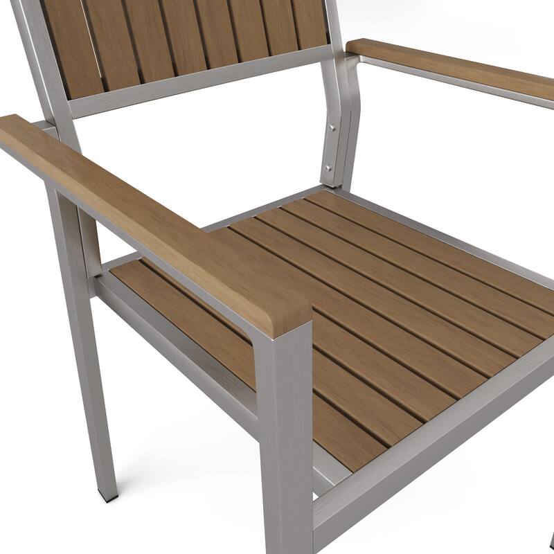 Berteronian Cape Coral Aluminum With Wood Dining Chairs (set of 2) by Christopher Knight Home