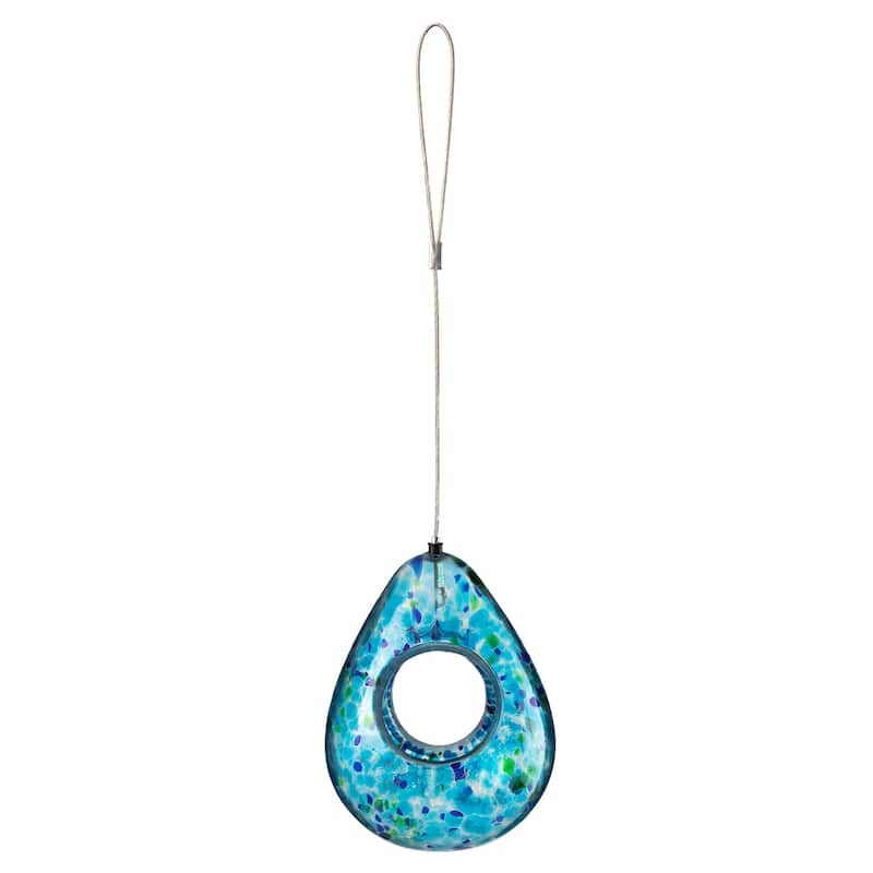 Glitzhome 6.75''H Glass Water Drop Hanging Dots Birdfeeder