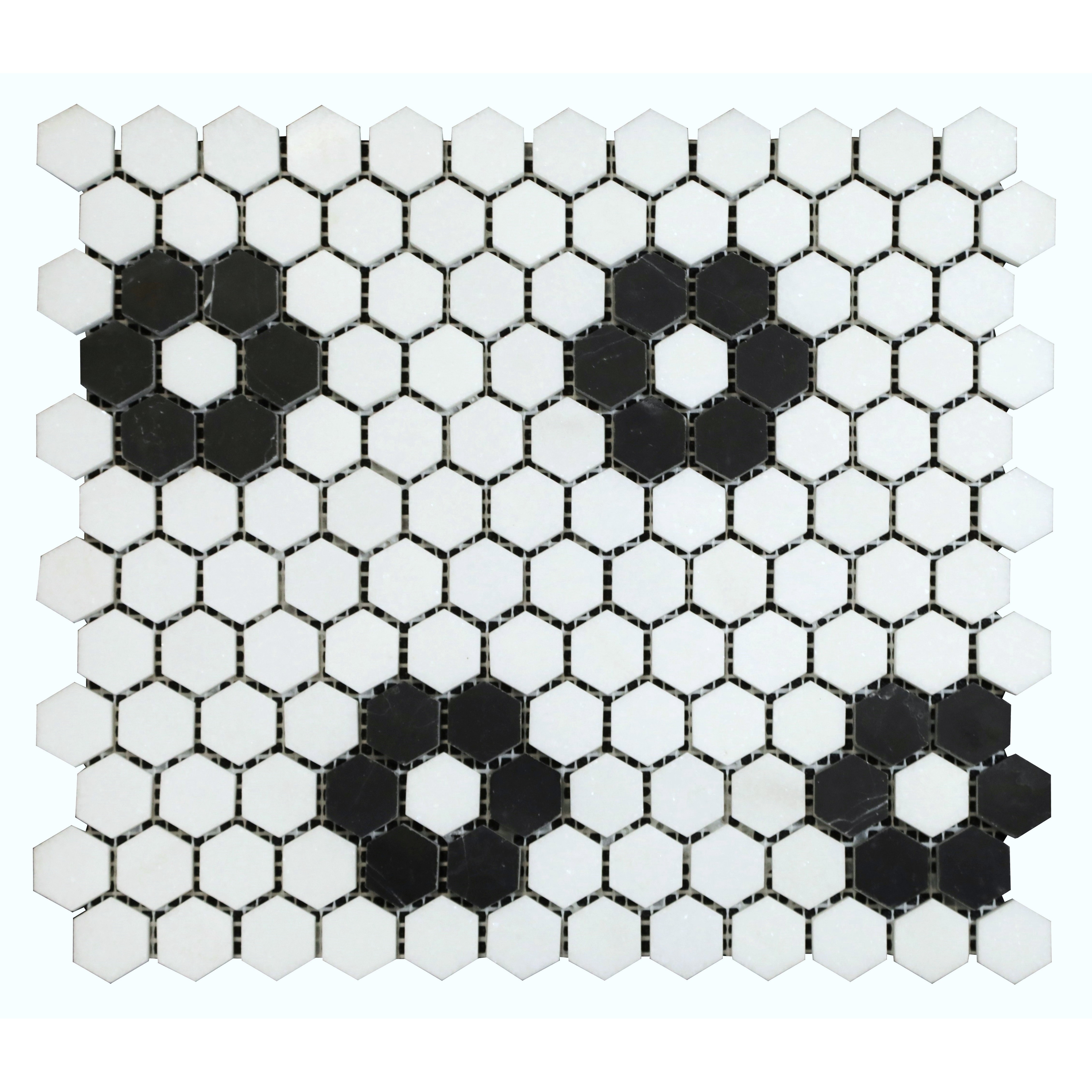 1" X 1" Marble Honeycomb Mosaic Wall & Floor Tile - 1 Case (10 Sheets)