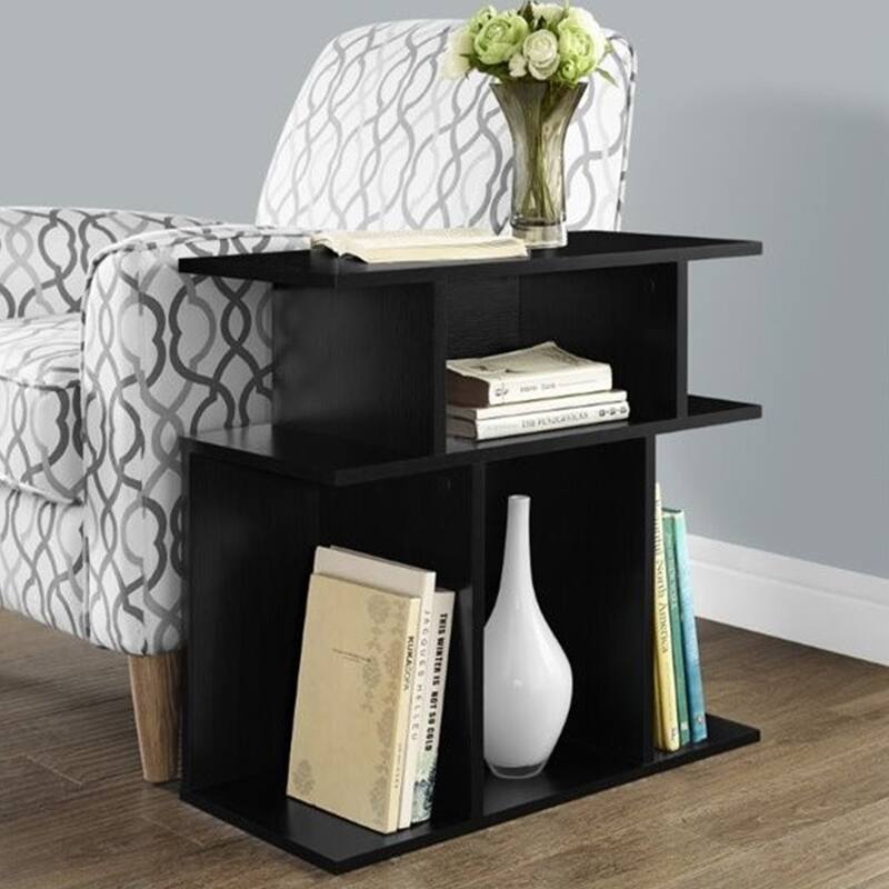 24" Rectangular Wood End Table with Six Open Shelves Perfect for Living Room or Office - 23.75”H x 11.75”W x 23.75”D