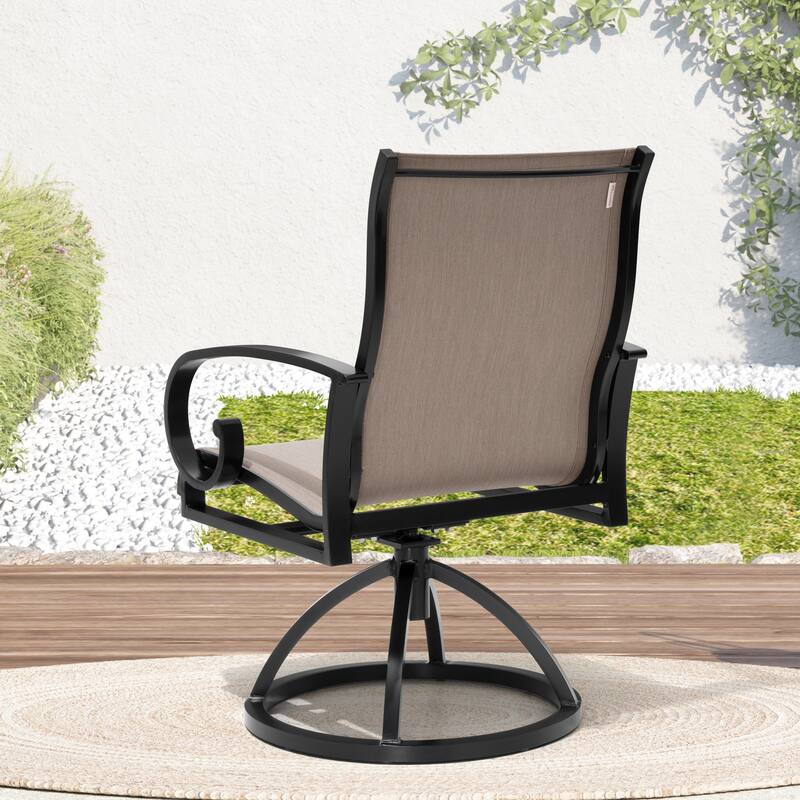 Pellebant Outdoor Aluminum Patio Swivel Dining Chairs Sunbrella