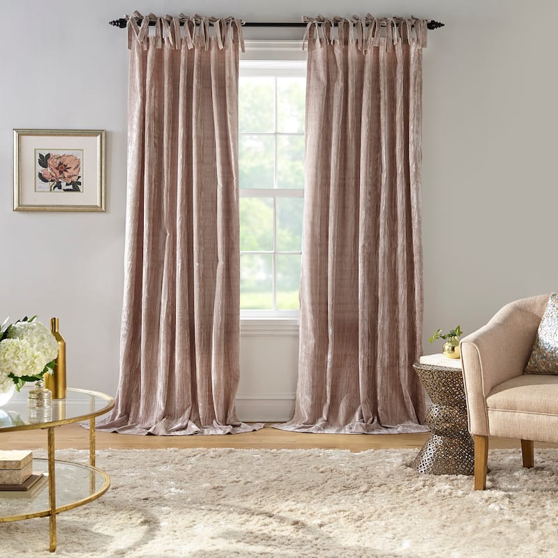 Korena Tie-Top Crushed Velvet Window Curtain - 52"x95" - Taupe