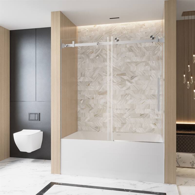 Frameless Single Sliding Shower Door 56-60 "W x 60" H,1/4 "(6 mm)
