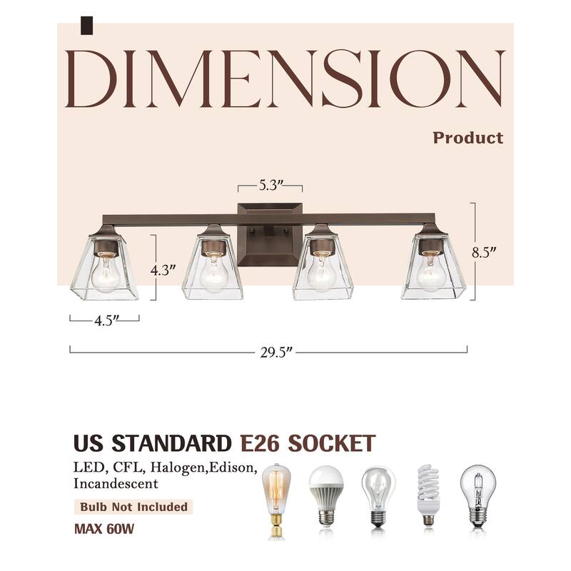 3/4/5-Light Farmhouse Bathroom Vanity Lights, Mirror Lights