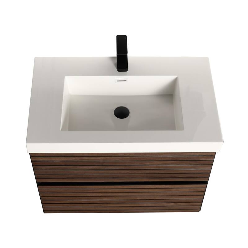 Blossom 30" Floating Bathroom Vanity with Acrylic Sink, Modern Design