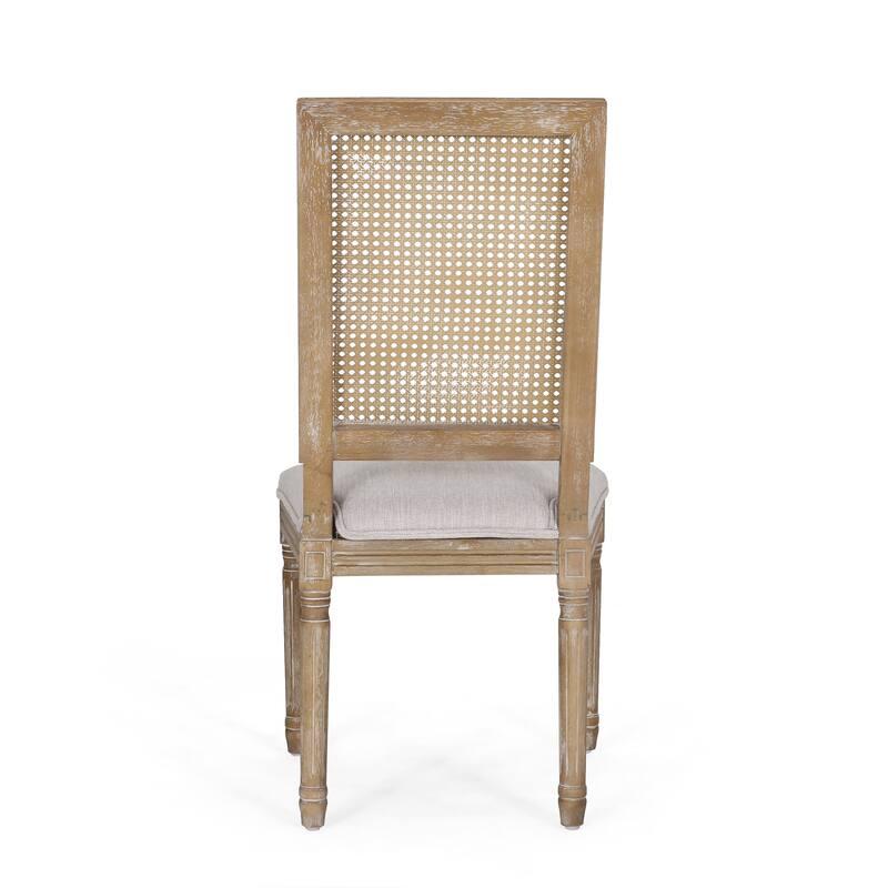 Rustic Set of 2 Bar Stools with Rattan Backrest Foam Cushioned Seat, Solid Wood Frame for Kitchen Island Bar Dining Room