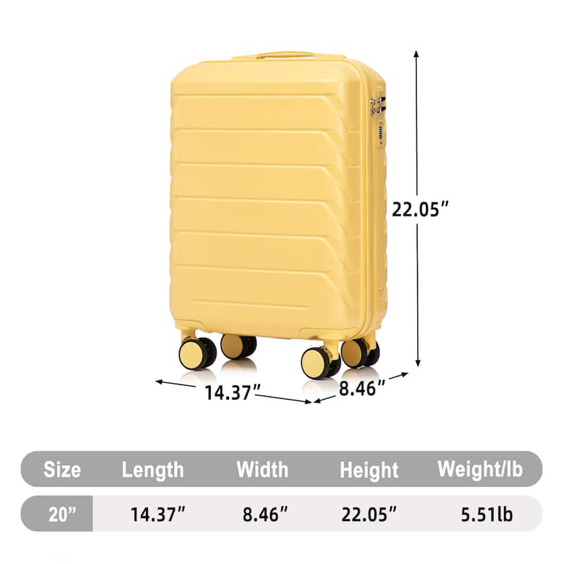 20 Inch ABS Hard Shell Travel Checked Luggage, Scratch Resistant Surface Four Multi-Directional Wheels, With Combination Lock