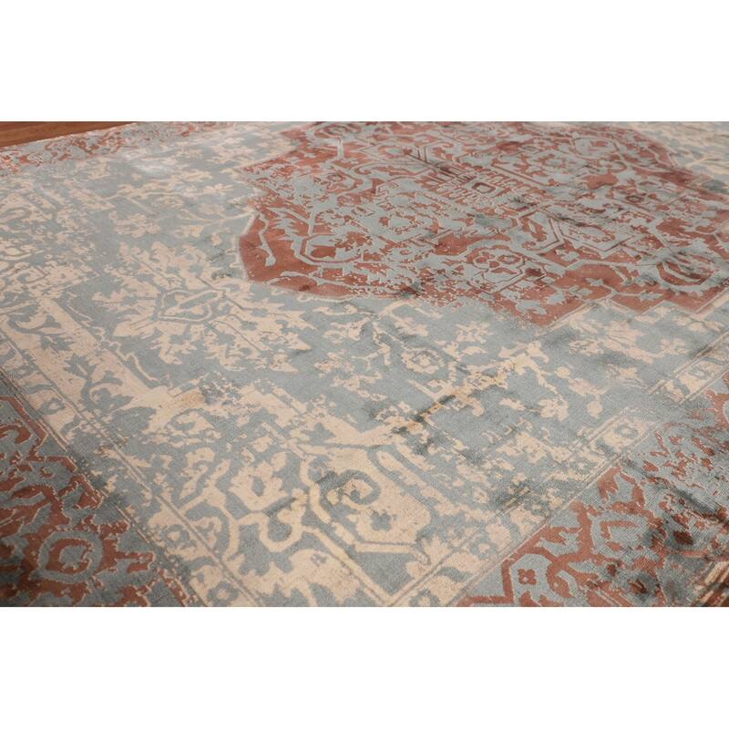 Contemporary / Abstract Area Rug Hand-Knotted Bedroom Wool Carpet - 6'6" X 9'9"