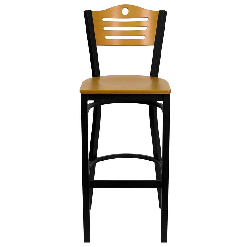 Slat Back Metal Restaurant Barstool - 16.5"W x 20.25"D x 42.75"H - 16.5"W x 20.25"D x 42.75"H