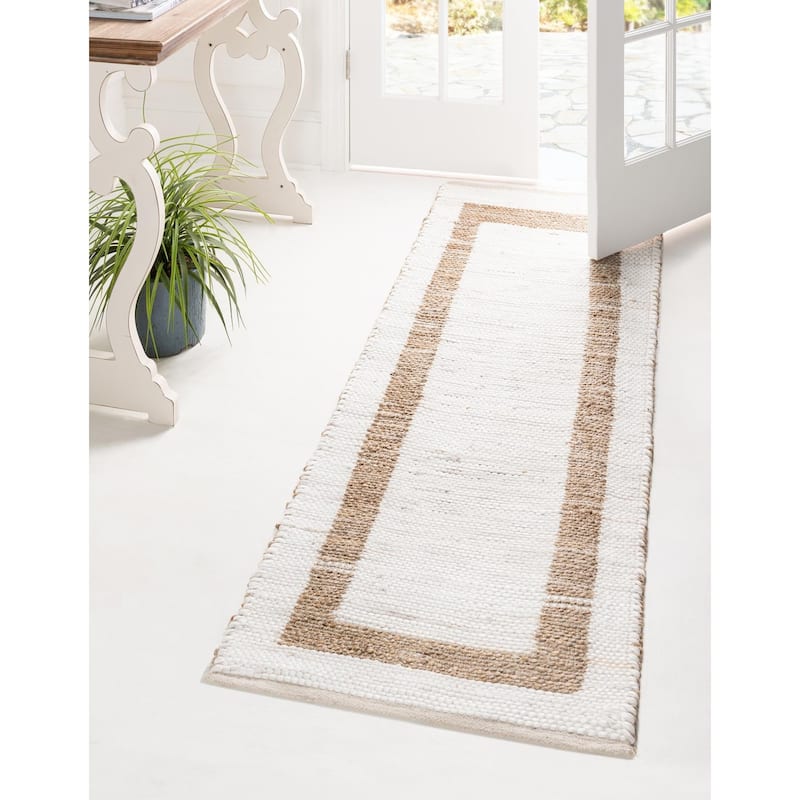 Braided Dosa Collection Area Rug - 2'2"x6' - White-Natural