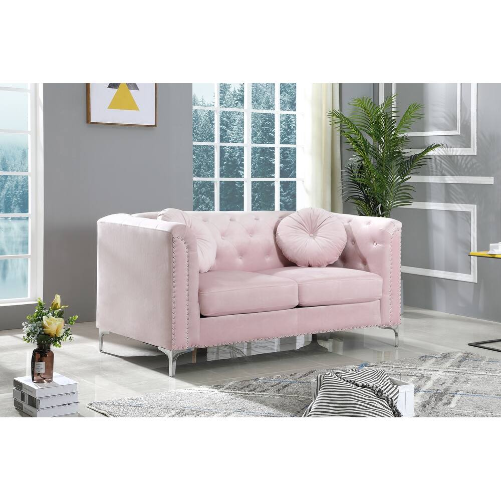 Pompano Velvet Button Tufted Loveseat