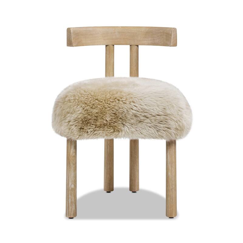 Jennifer Taylor Home Arden 19.5" Genuine Sheepskin Split Back Dining Chair, Natural Blonde