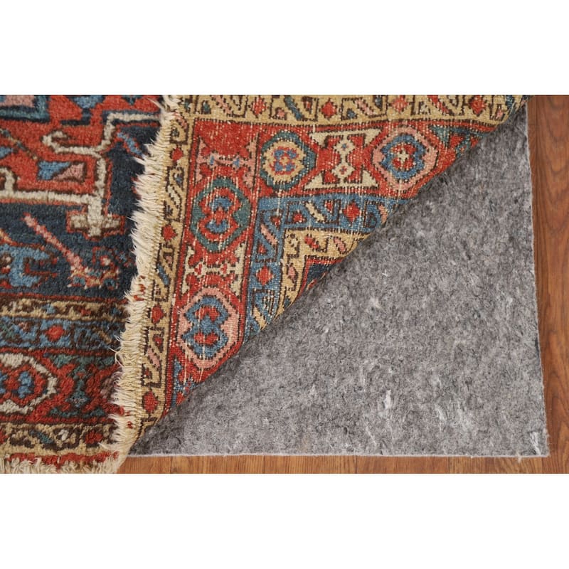 Blue Heriz Serapi Persian Accent Antique Area Rug Handmade Wool Carpet - 3'11"x 4'9"