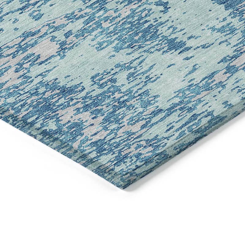 Machine Washable Indoor/ Outdoor Abstract Pixels Chantille Rug