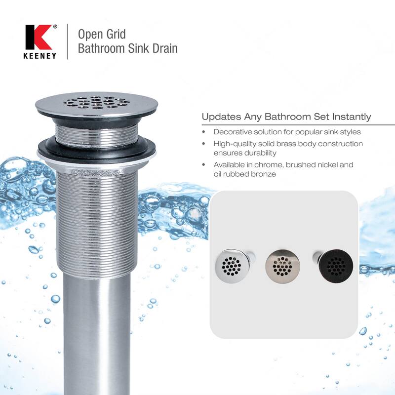Keeney Open Grid Bathroom Sink Drain without Overflow - N/A