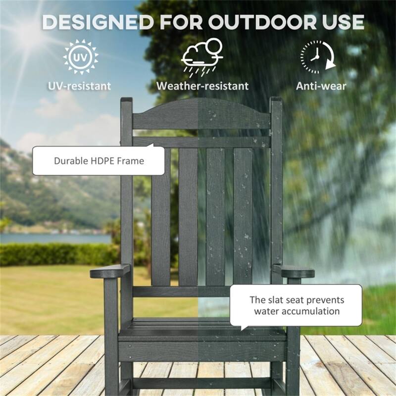 Outdoor Rocking Chair HDPE Weather Resistant Patio Garden Chair