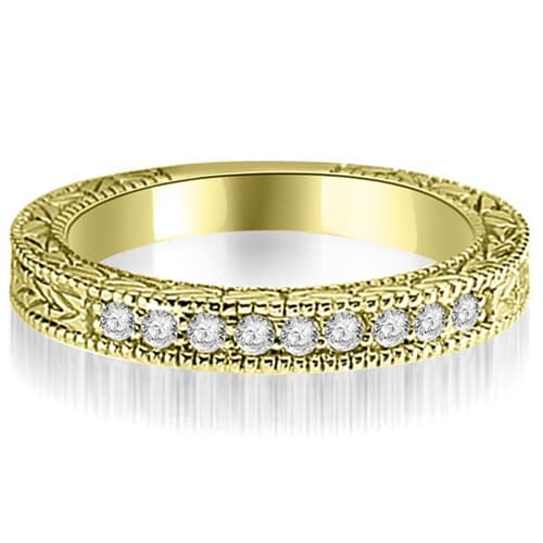 0.20 cttw. 14K Yellow Gold Round Diamond Antique Wedding Band