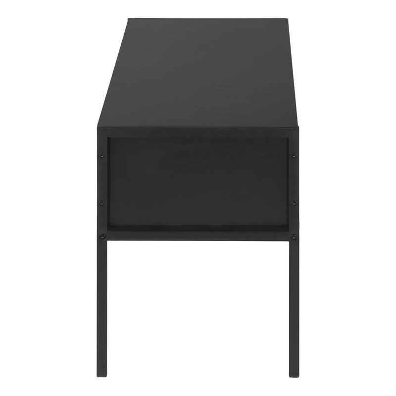 Contemporary 48-Inch TV Stand with Storage Drawer and Cable Management, Grey Laminate, Black Metal Frame