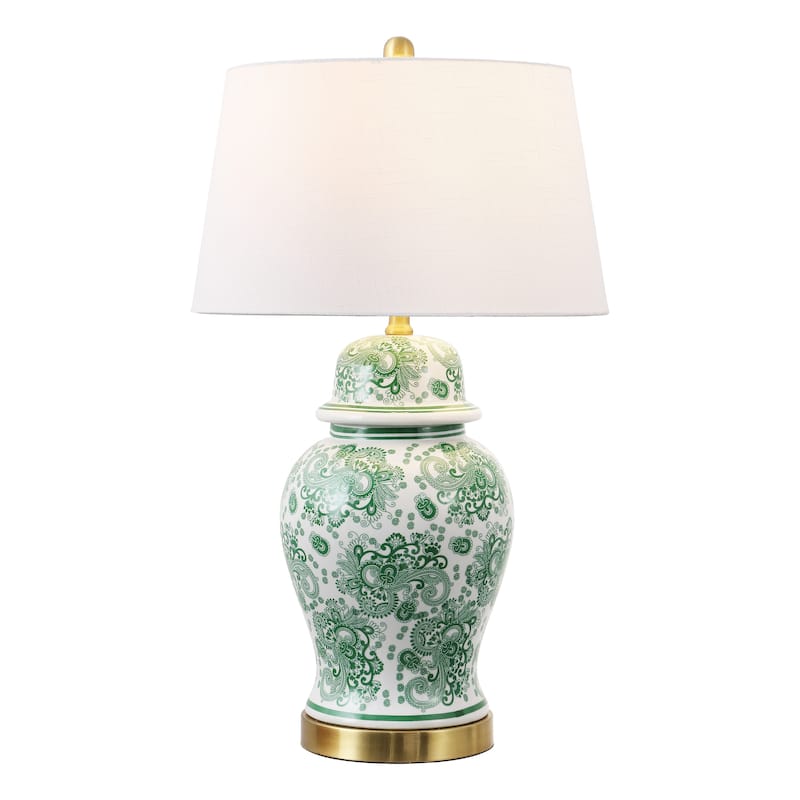 Grace 29.5" Ceramic LED Table Lamp, Blue/White by JONATHAN Y - Green/White