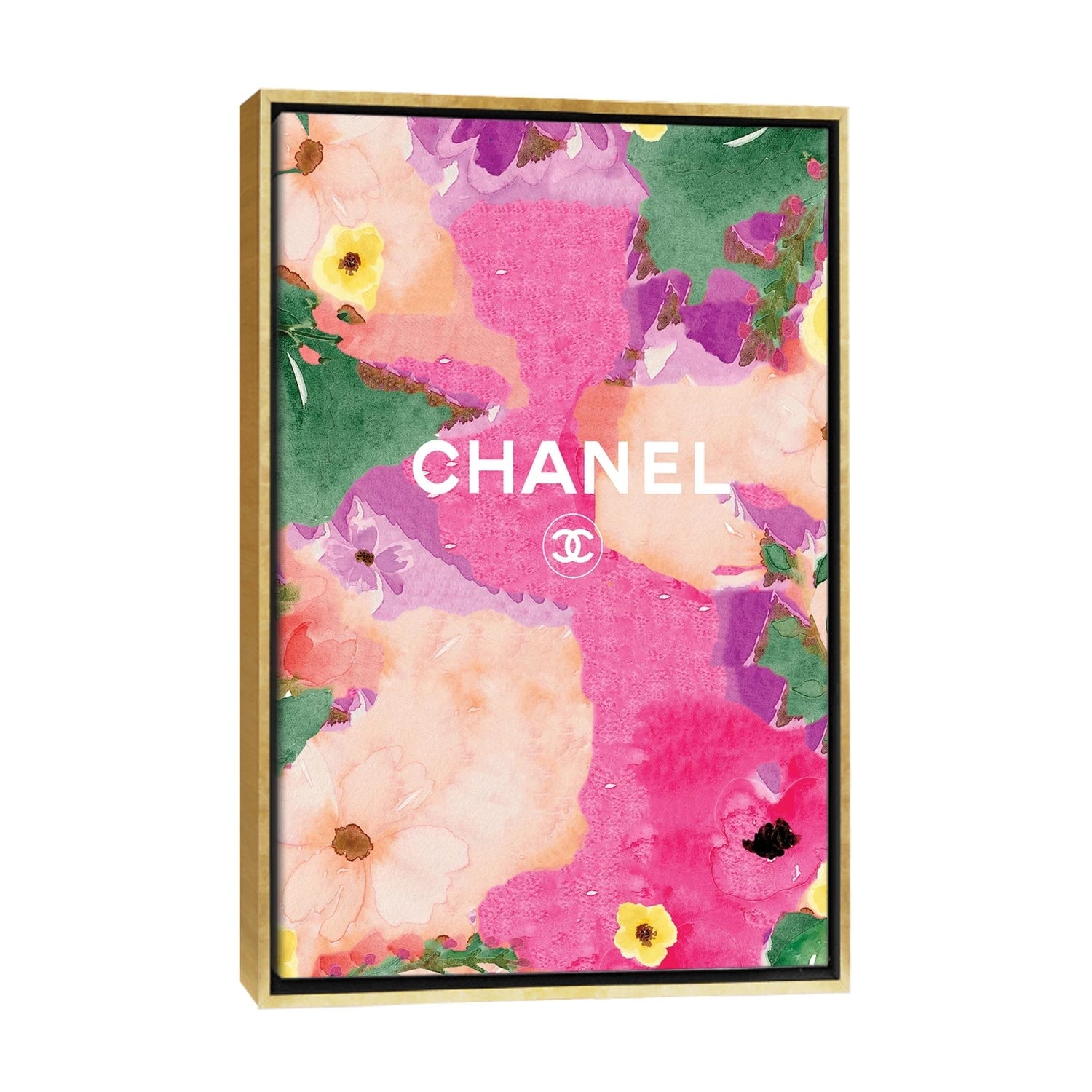 Framed Canvas Art (Champagne) - Chanel Flowers by Art Mirano ( Fashion > Fashion Brands > Chanel art) - 26x18 in