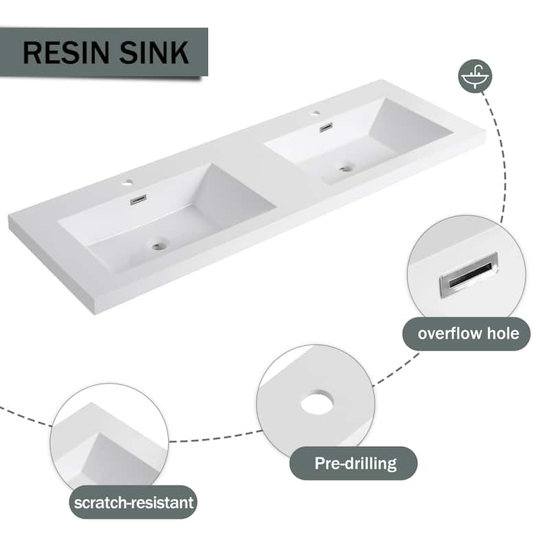 Freestanding Bathroom Vanity with Double Resin Sink