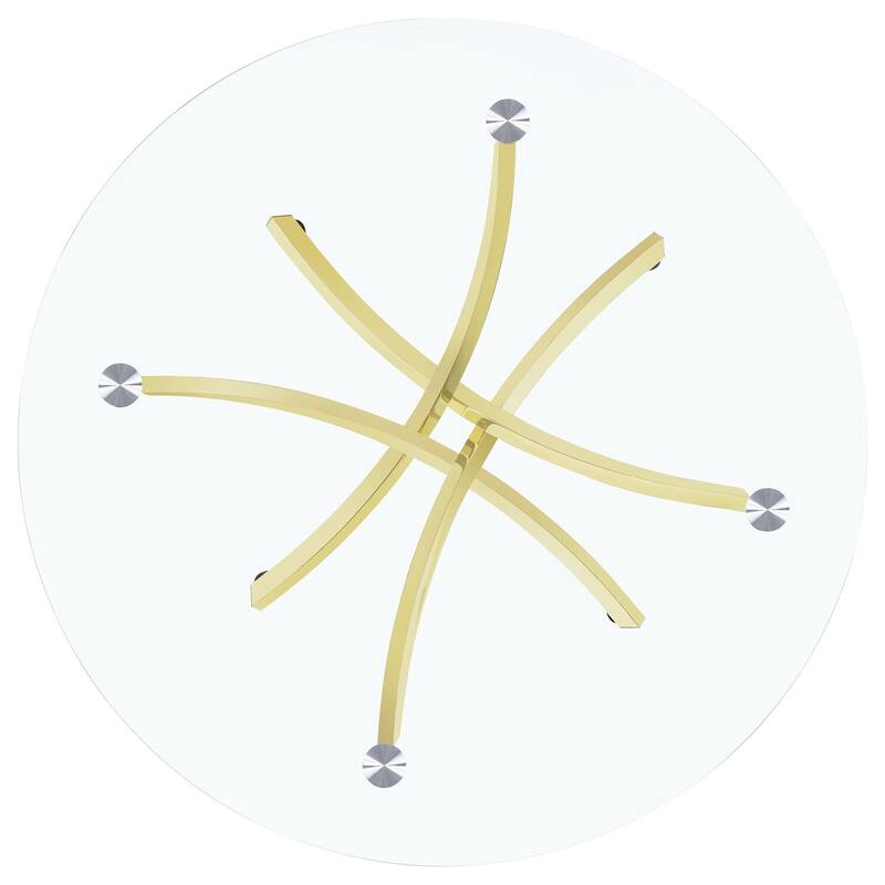 Round Dining Table - Modern Glam Design, Brass & Glass, 46" Diameter, Contemporary Table - 46