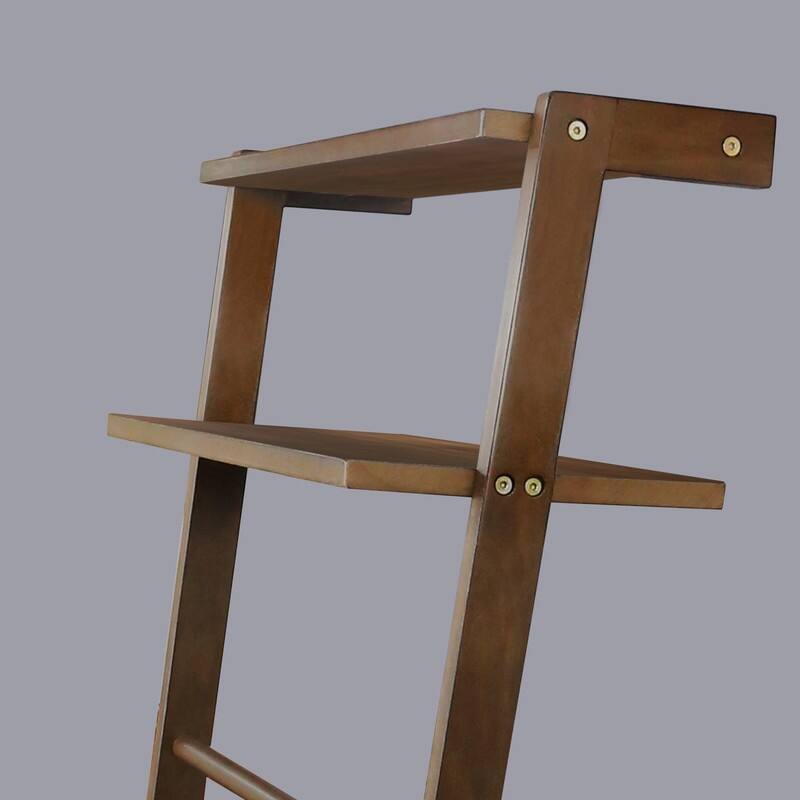 Space Saving 100% Solid Wood 6 Tiers Blanket Ladder with Two Storage Shelves