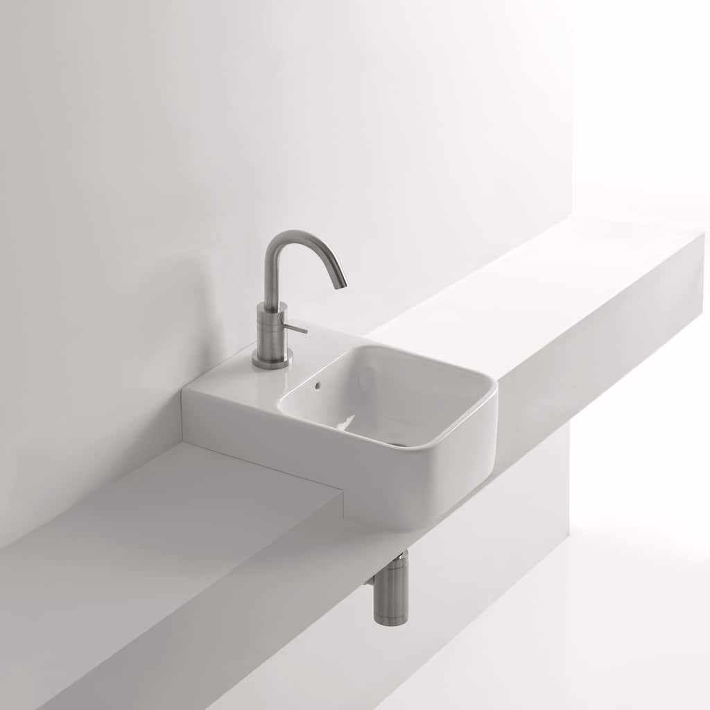 WS Bath Collections 13-4/5" Ceramic Recessed Bathroom Sink with 1 Hole
