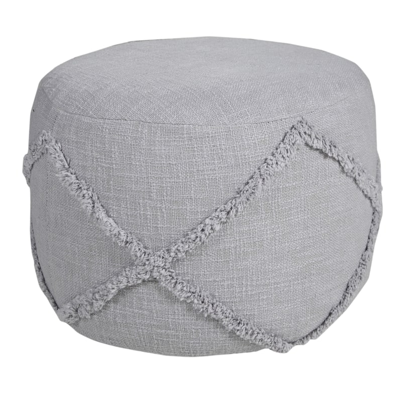 18-Inch Cotton Cylinder Pouf Ottoman for Floor Seating and Footrest