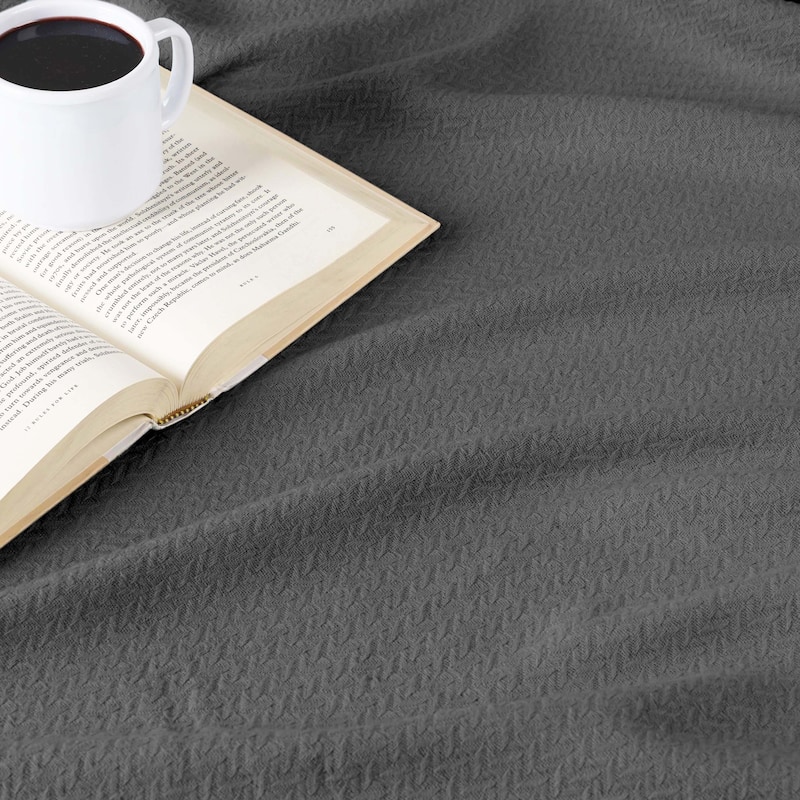 Superior Nobel Cotton Textured Chevron Lightweight Woven Blanket