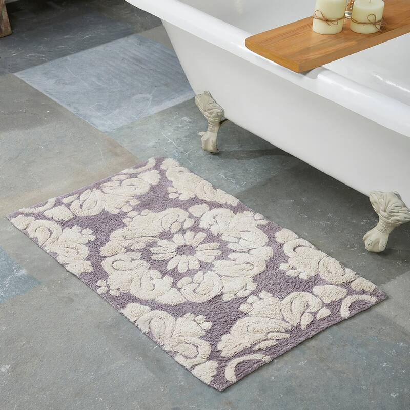 Better Trends 100% Cotton Soft & Super Absorbent Bathroom Rugs - Medallion Collection Non-Skid Latex Machine Washable Bath Mats