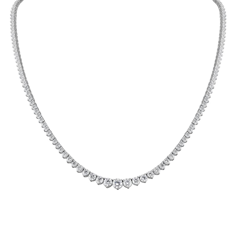 Vault Classics 10.00ct TW Natural Diamond Graduated Tennis Necklace (I VS2) - White