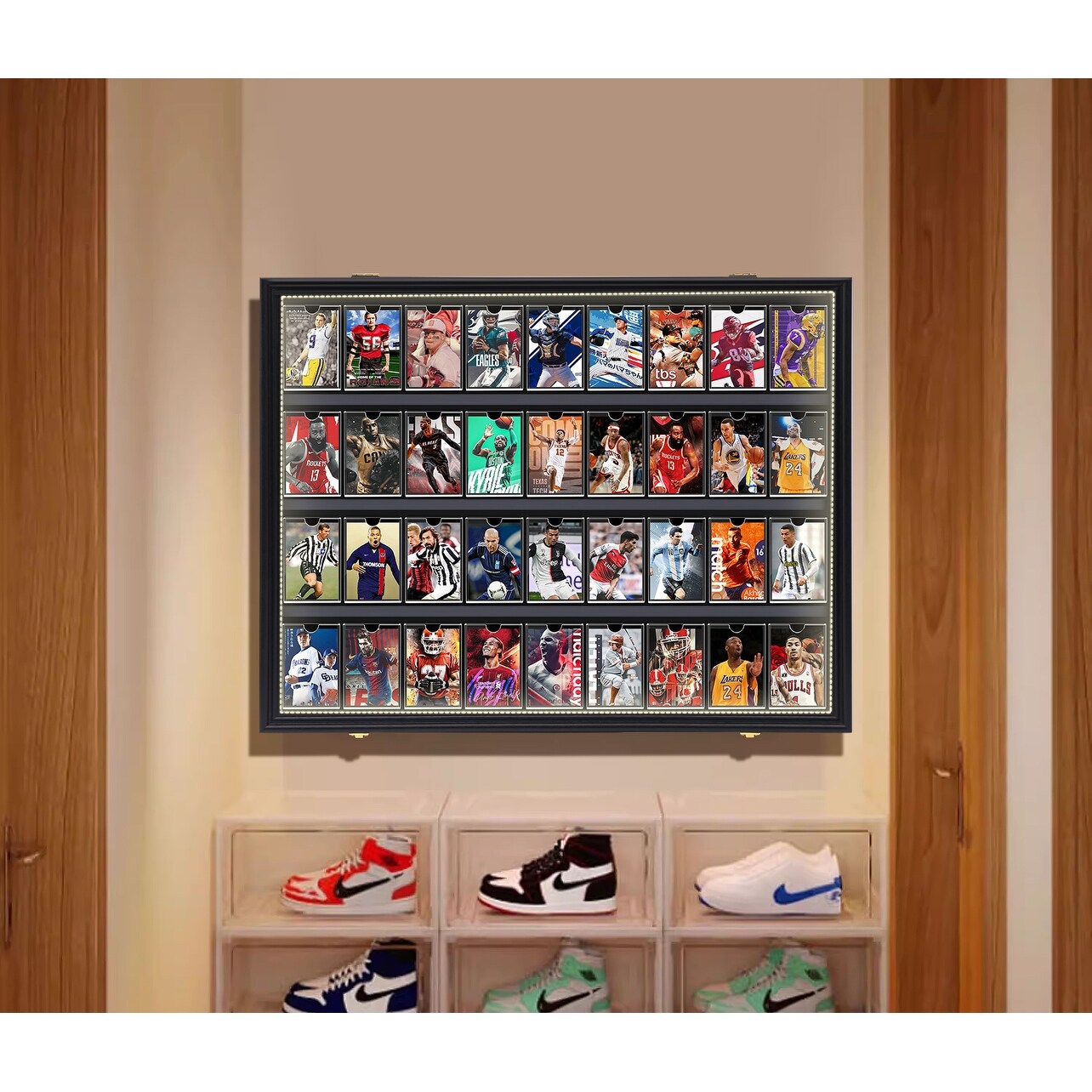 5 card display case 1 Baseball, 8x10 Photo and 2 Cards Homeplate Shaped Display Case – Heroes  on Display