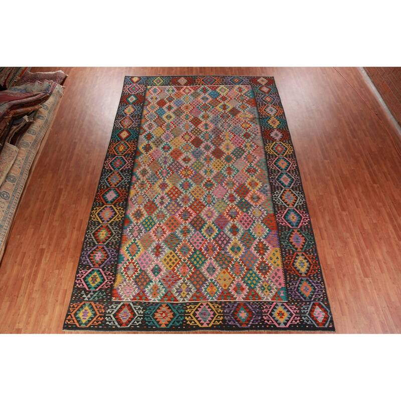 All-Over Kilim Oriental Large Rug Hand-Woven Wool Carpet - 10'3"x 16'4"