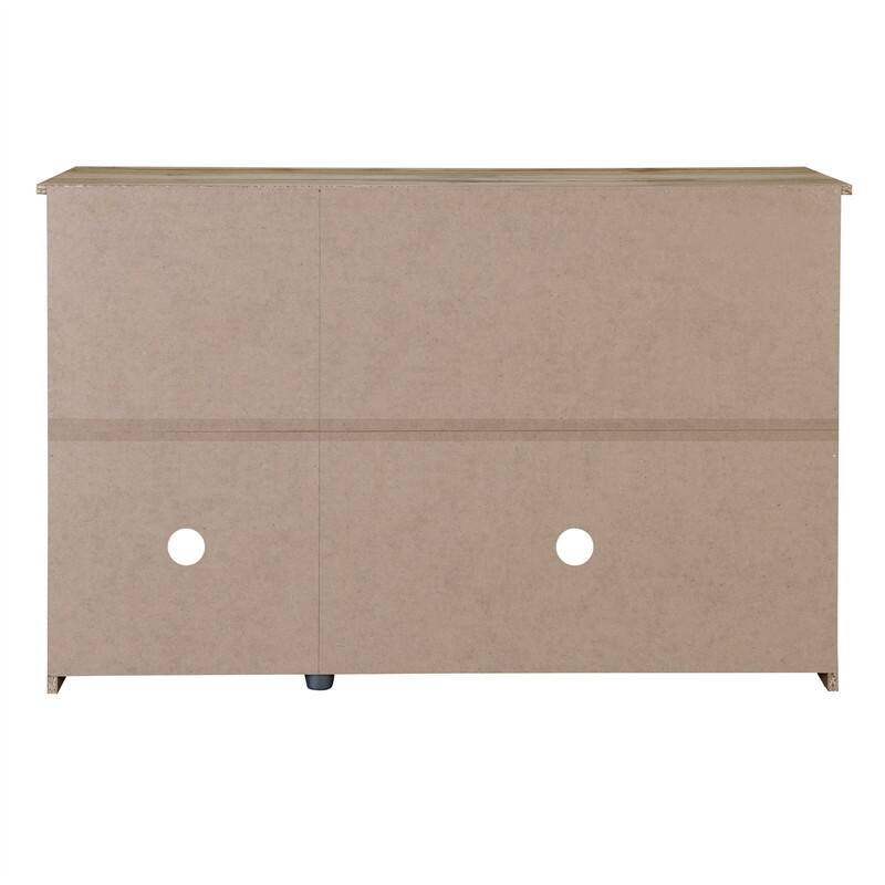 Retro 3-Door Sideboard with PVC Rattan Doors and Metal Handles, Buffet Cabinet Accent Storage Cabinet with Storage Shelves